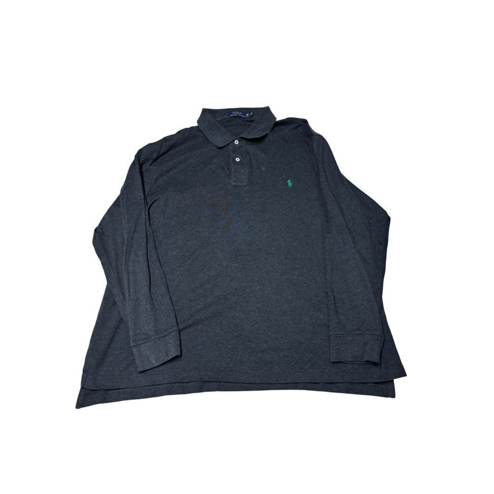 Polo Ralph Lauren Mens 2XB Big Tall Long Sleeve Polo Shirt Charcoal Grey Green